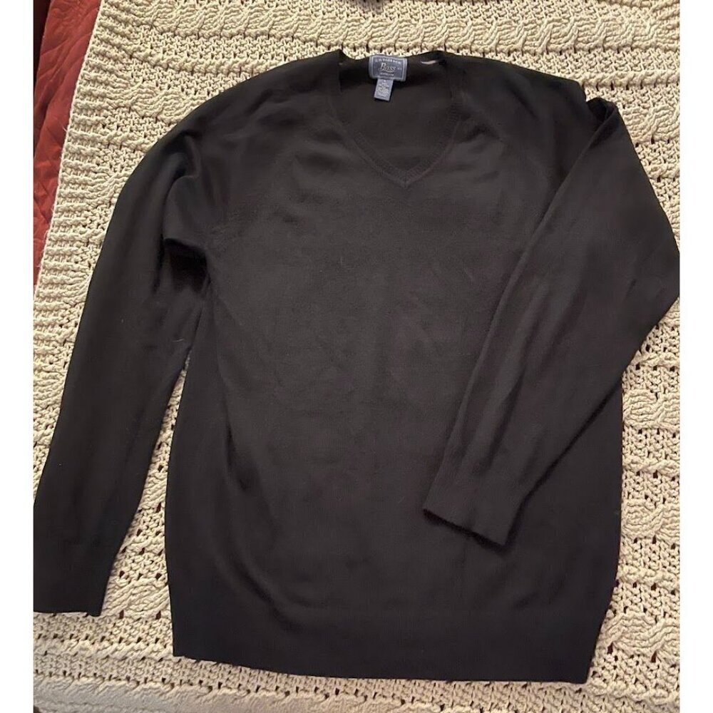 G.H. Bass & Co. 100% WOOL BODY Mens SZ L‎ BLACK  V-Neck Sweater
